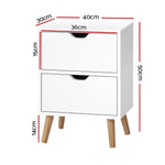 Artiss Bedside Table 2 Drawers - BODEN White FURNI-E-SCAN-BS01-WH