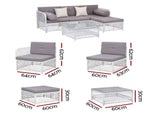 Gardeon 4 Seater Outdoor Sofa Set 5PCS Table Chair Set Garden Patio Furniture ODF-SOFA-5PCS-RATTAN-WH-ABC