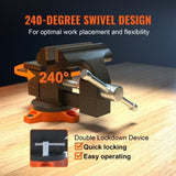 VEVOR 4.5" Bench Vice w/ Anvil 240&deg;Swivel Base Heavy Duty Multipurpose Vice V952-DGNTQDXZSYC45IU5AV0