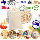 50Pcs 15X20cm Drawstring Storage Bags Calico Bags Linen Tote Gift Bag Bulk V201-W12783642