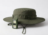 Green Outdoor Sun Protection Safety Light Bundle - Foldable Polyester Bucket Hat with Wide Brim V888-ELOSUNG56216-2