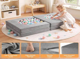 Keezi 12PCS Modular Kids Sofa Play Couch Foam Set with Removable Washable Cover Grey Playroom KID-SOFA-COMP-GY