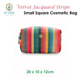 PIP Studio Velvet Jacquard Stripe Small Square Cosmetic Bag V442-HIN-MISC-COSMETICSTRIPES-MULTI-SQ