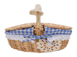 Wicker Picnic Basket with Removable Liner Empty Picnic Hamper Basket with Lid and Handle for Easter V1294-YM0901-3111250051112