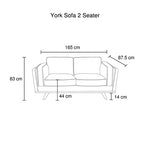 York Sofa 2 Seater Fabric Cushion Modern Sofa Blue Colour V43-SOF-YOKBU2S