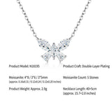 Elegant Butterfly Moissanite Pendant Necklace with Shimmering Crystals, Hypoallergenic Silver-Tone V1341-ZY-7U4NXBAM-MOISSANITE-PREMIUMS925