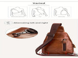Brown Black Leather Sling Bag Crossbody Bag Chest Bag Travel Bag Quality Leather Bag V1347-127-BLA-20010