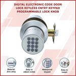 Digital Electronic Code Door Lock Keyless Entry Keypad Programmable Lock Knob V63-837851