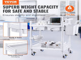 2 Tiers Lab Carts, Lab Utility Cart 2 Trays, 2 Drawers & 4 Silent Wheels, Mobile Medical Cart V952-SYSTCECKFBS4Q6WT7V0