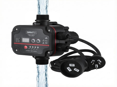 GIANTZ Digital Water Pump Controller 16A 1.5kW Max High Power Pressure Switch Adjustable 10Bar IP65 PUMP-PC-2M-BK