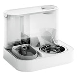 Automatic Pet Feeder and Water Bowl - 2-in-1 Grey Stainless Steel Bowl Cat Feeding Station V888-ELOSUNG18312
