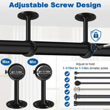 4 Pack Ceiling Mount Curtain Rod Brackets, Heavy Duty Stainless Steel Holders, Black 1.25 Inch V1188-MS-721-005