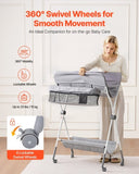 VEVOR Foldable Baby Changing Diaper Station with Side Basket & Wheels Light Gray V952-ZDNBTQHSXXSDBQAAV001V0
