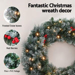 Jingle Jollys 60cm Christmas Wreath LED Lights Snowy Berries Garland Party Decor XM-TR-WRE-FROST-BERRY-LED