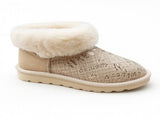 Womens Australian Sheepskin Wool Fur Mini UGG Ankle Boots in Gold Sand - 8 V563-D2390-SAND-8