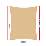 Instahut Shade Sail 5x6m Rectangle 185GSM 95% Sand Shade Cloth SAIL-L-5X6-C-SA