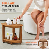 Corner Shower Bench, 16.5" Height 12.8" Radius, Faux Wood Grain Polystyrene, 158KGS with Storage V952-CWDSL128INCHWXKBGV0