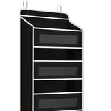 Storage Marvel in Black & Gray 3-Tier Over-the-Door Organizer with 3 Large Pockets. Sturdy and V1106-MHSND002