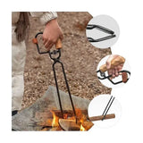 Long Iron Grill Tongs Heavy Duty Fireplace Wood and Charcoal Tongs for BBQ Camping Picnic 47 x 10 cm V1189-LC-HW-00387