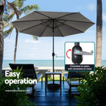 Instahut Outdoor Umbrella 2.7m Beach Pole Garden Tilt Sun Patio UV Charcoal UMB-POLE-27-TIL-CO