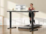 Electric Standing Desk with Drawer, One-Piece Glass Desktop, Black, 120x60cm LSB-59303
