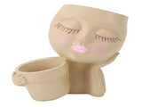 Face Planter Resin Fade Proof Unique Face Succulent Pot with Drainage Hole for Garden Decoration V1294-YM0901-3111240177111