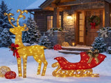 Christabelle 1.62m Reindeer Sleigh Christmas Light Up Display Warm White LED Outdoor Indoor Xma 112_MHA714