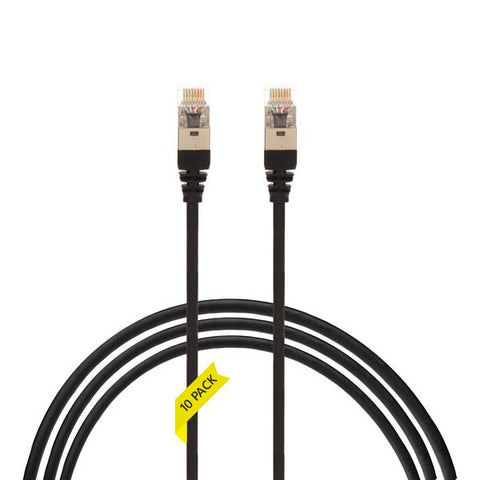 0.75m CAT6A RJ45 S/FTP THIN LSZH 30 AWG Network Cable 10 Pack Black 004.300.2016.10PACK