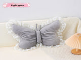 Grey Elegant Butterfly Lace Throw Pillow 60x45cm Soft Decorative Cushion for Sofa Bedroom Office and V888-ELOSUNG43226