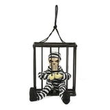 Halloween Scary Screaming Animated Skeleton Cage Prisoner with Light Up Eyes Haunted House Props V1294-YM0717-10352302