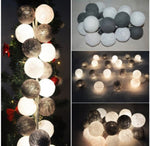 1 Set of 20 LED Black White 5cm Cotton Ball Battery Powered String Lights Xmas Gift Home Wedding V382-WHITEBLACKBALLBATT20