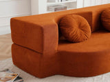 Convertible Folding Sofa Bed / Plush Corduroy Loveseat Couch - Orange V1316-W2353P379629