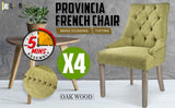 4X French Provincial Dining Chair Oak Leg AMOUR GREEN V274-FT-FC8443-GN4