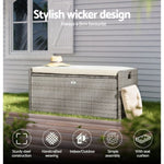 Gardeon Outdoor Storage Bench Box Wicker Garden Sheds Tools Cushion Patio Furniture Grey ODF-OSB-RAT-GE