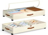 2 Pack Under Bed Storage with Wheels, Under Bed Storage Containers with Adjustable Dividers & Clear V1107-127-12965-BEG