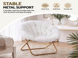 Artiss Cozy Saucer Chair Soft Faux Fur Folding Accent Chair for Bedroom White XFBS-AR-SAU-WH