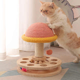 Small Pink Interactive Cat Scratching Post with Ball Track - Fun Mushroom-Shaped Cat Toy for Play, V888-ELOSUNG13626