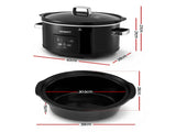 Devanti 8L Slow Cooker Electric Multi Cooker with 3 Heat Settings and Keep Warm Function SC-DP-8QT-BK