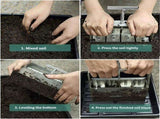 4 Cell Soil Blocker - Heavy Duty Steel Seedling Block Maker with 3 Seed Pin Sets, Reusable Hand V888-ELOSUNG18563