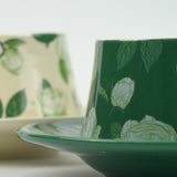 2X High-Fired Ceramic Porcelain Cup & Saucer Set 300ml Vintage Floral Tea Spoon GREEN V274-HA-LA-P0024822-GNYE