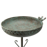 Ornate Round Birdbath w Bird 33x76cm V637-74121BRD