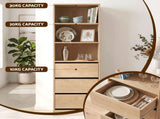 Artiss 2x Chest of 3 Drawers Tallboy Cabinet Pine FURNI-L-CDR-3D3S-WD-ABX2