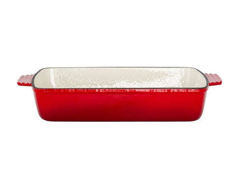 Enamelled Cast Iron 38.5x23cm Rectangular Roaster - Red V196-CIR04