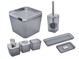 7Pcs/Set Plastic Bathroom Accessory Grey Toothbrush Holder Soap Tray Kit for Home Hotel V1294-YM0523-3117210196311