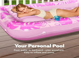 180x118CM Blue Deluxe Inflatable Suntan Tub & Floating Pool Lounger with Dual Integrated Cup Holders V888-ELOSUNG45715