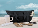 Large Beach Tote Bag With Zipper, Foldable Waterproof Memory Fabric, 7 Compartments For Family V1237-ZY-807-179