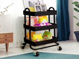 Levede 3 Tiers Kitchen Trolley Cart Black HO0576-3-BK_NZ