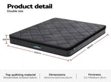 Giselle Bedding Double Mattress 25cm Pocket Spring Latex Euro Top Medium Firm Bed MATTRESS-D-NOIR-25-D