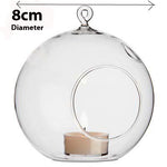 4 x Hanging Clear Glass Ball Tealight Candle Holder - 8cm Diameter / High - Wedding Globe Decoration V382-CLRBALL8CMX4