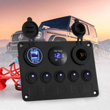 Giantz 5 Gang 12V Switch Panel For Car Boat Marine USB ON-OFF LED Rocker Toggle SWITCH-A-5-LED-BK